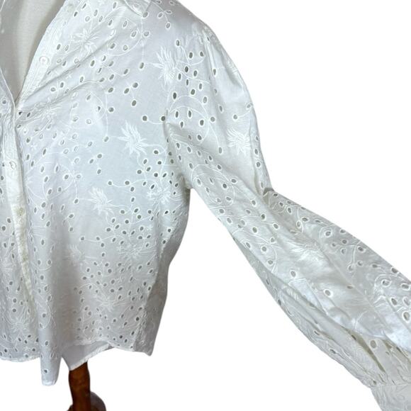 NWOT Sundance Eyelet Lace Embroidered Button Down Blouse with Tank Size L - Picture 2 of 8